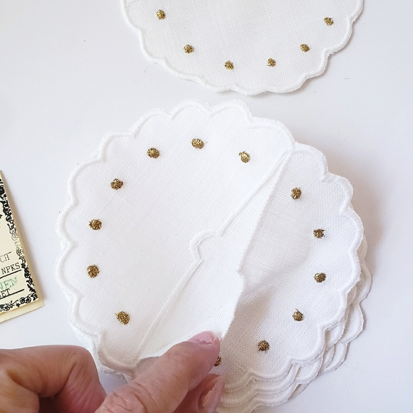 Vintage Boutross Irish Linen Hand Embroidery Cocktail Coasters - Picture 5 of 10